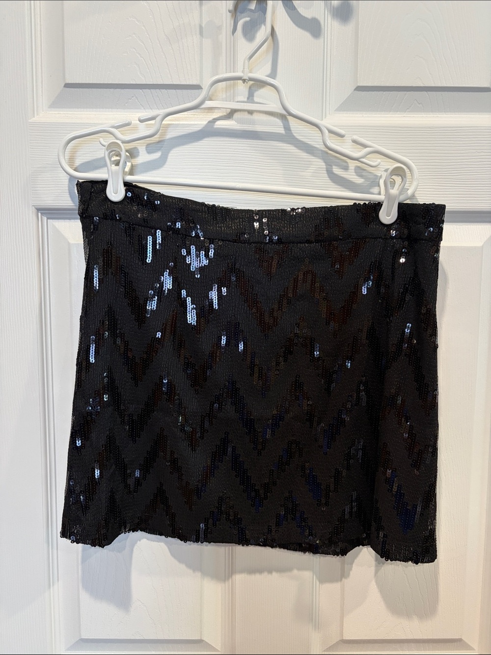Nanette Lepore Black Sequin Chevron Mini Skirt